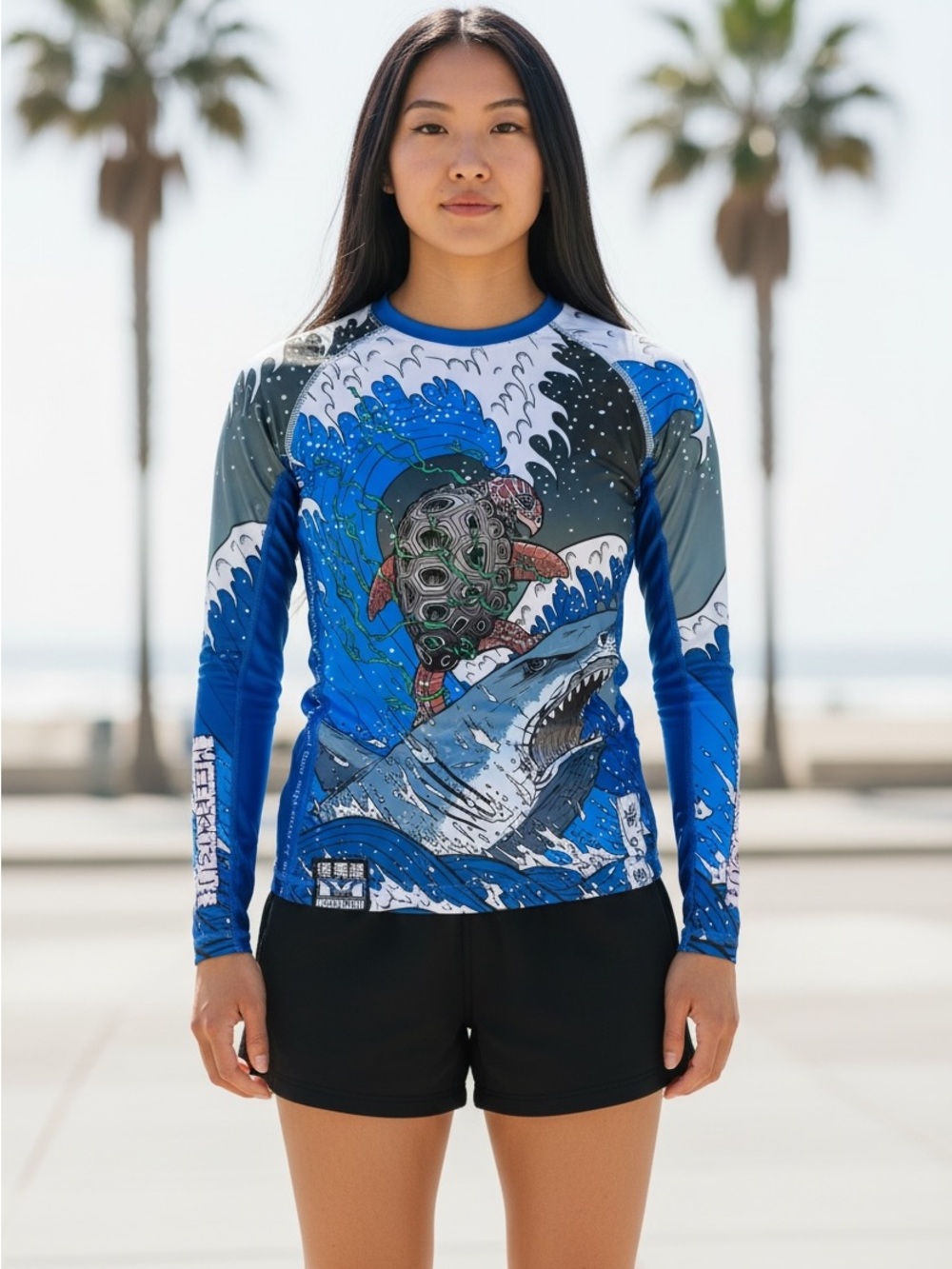 RARE Meerkatsu Turtle Shark BJJHQ Exclusive Rash Guard Women's Medium EUC
